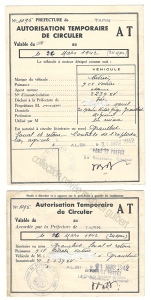 autorisation de circuler préfecture du tarn 1942