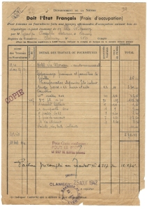 frais occupation clamecy Nièvre 1942